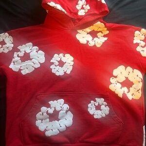 Denim tears hoodie, red with white accents